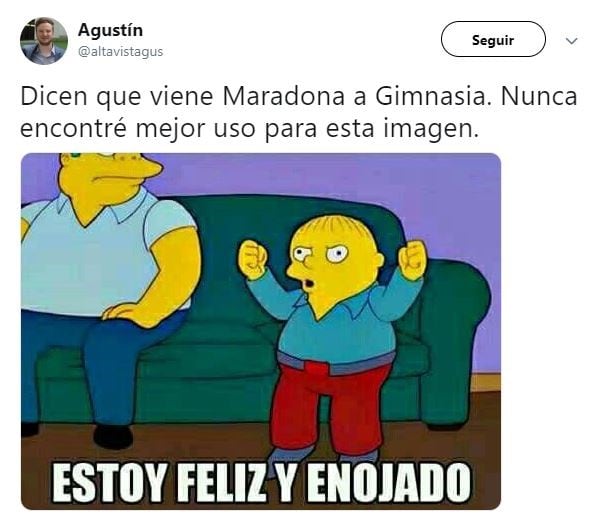 Los memes de la llegada de Maradona a Gimnasia (Foto: captura de Twitter).