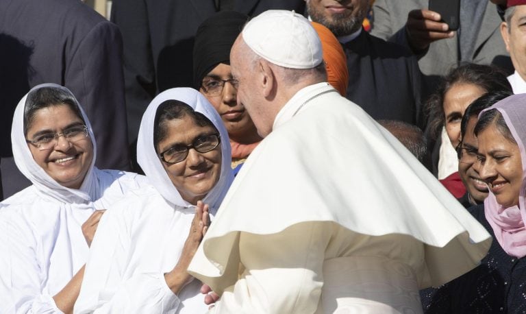 El papa Francisco durante su audiencia general del miércples 23 de octubre. Crédito: ANSA/MAURIZIO BRAMBATTI.