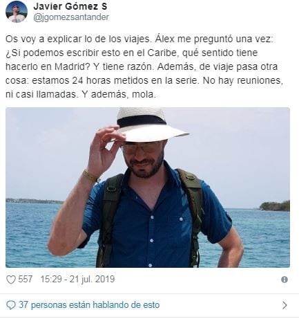 Desopilante hilo de Javier Gómez Santander, guionista de "La casa de papel 3", para explicar cómo se escribió la serie. (Twitter)