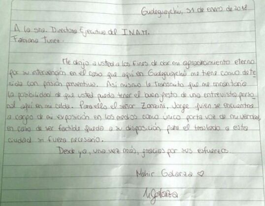 Nahir Galarza escribió una carta desde la cárcel. (Foto: Web)