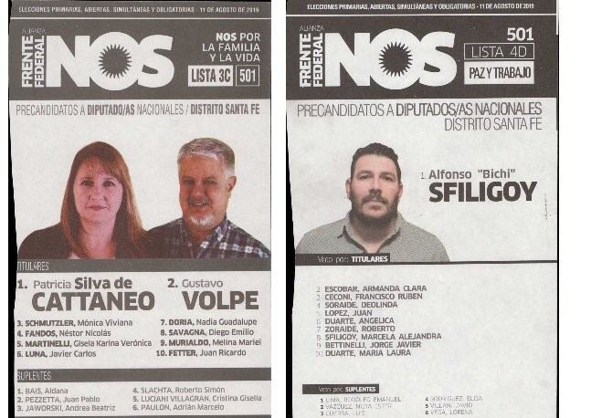 Se conocieron las boletas de los candidatos santafesinos a las internas legislativas