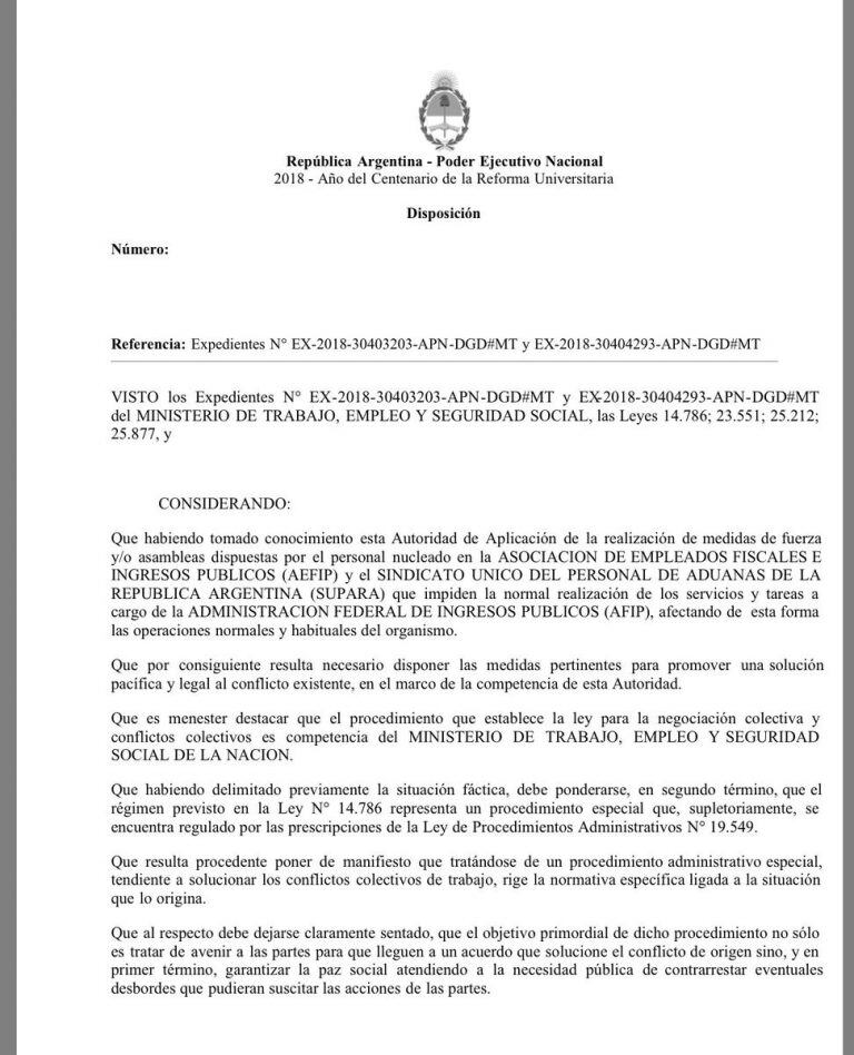 Dictaron conciliación obligatoria y se levantó el paro de Aduanas