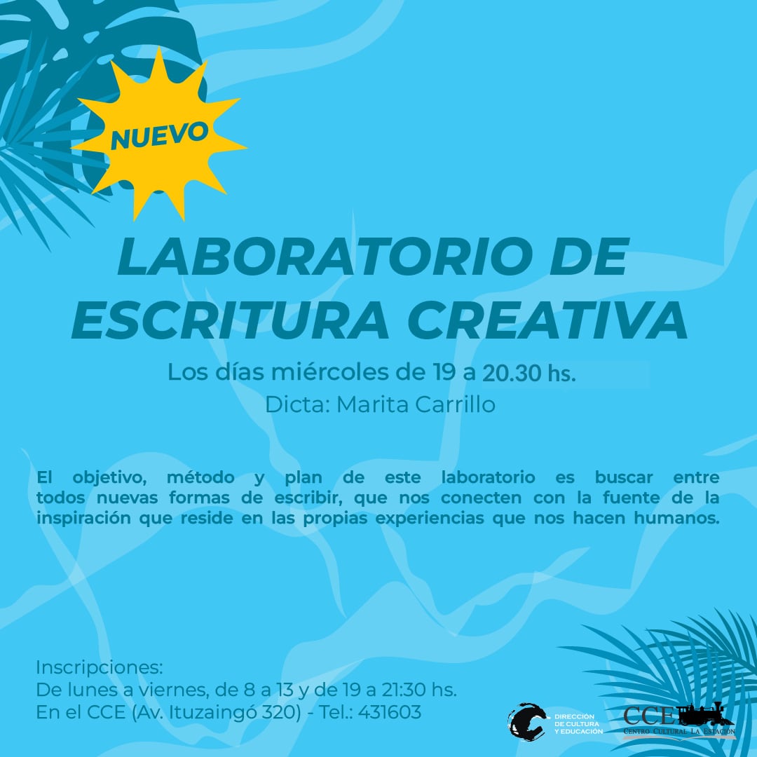 Abierta las inscripciones para el Taller “Laboratorio de Escritura Creativa” en el CCE de Tres Arroyos