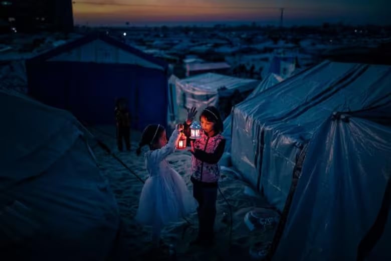 Campo de refugiados en Gaza.