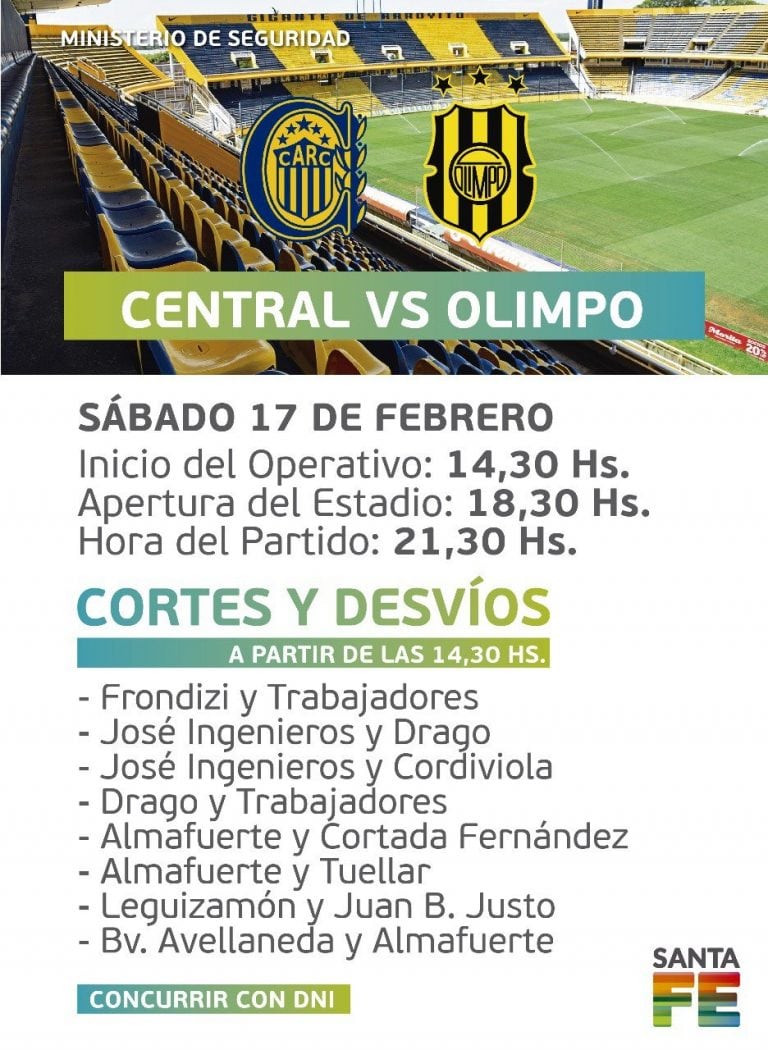 Operativo especial partido Central - Olimpo