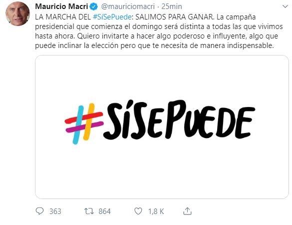 "Salimos para ganar", dijo Mauricio Macri vía Twitter.