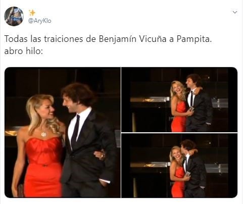 El hilo de Twitter que enumera "todas las infidelidades" de Benjamín Vicuña a Pampita