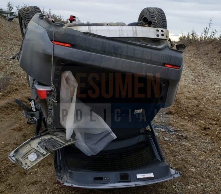 Volcó un vehículo tras impactar a un guanaco en la Ruta Nacional N°3