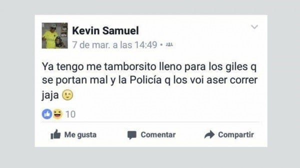 El posteo de Kevin Avallay.