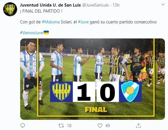 Es la novena derrota de Sol de Mayo en lo que va del campeonato (web).