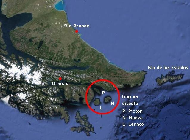 Mapa Islas en Disputas - Conflicto Chile - Argentina