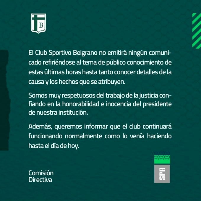 Comunicado Sportivo Belgrano