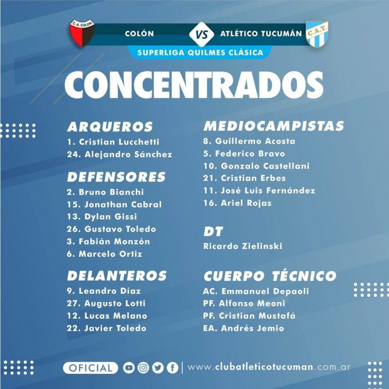 Prensa Atlético Tucumán.