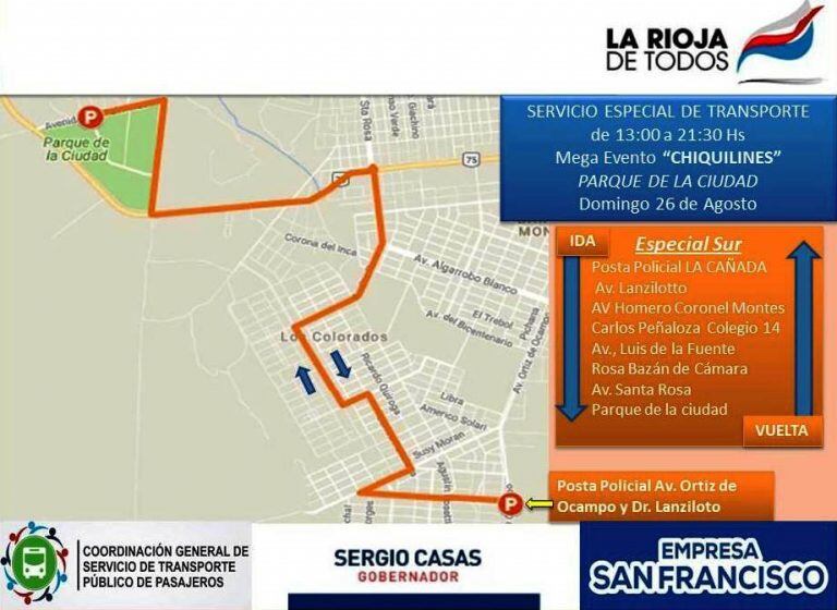 Recorrido de colectivos gratuitos para Chiquilines 2018