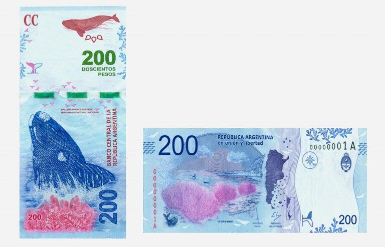 DYN25, BUENOS AIRES, 26/10/2016, EL BANCO CENTRAL PRESENTO EN LA CIUDAD DE PUERTO MADRYN EL BILLETE DE 200$, CON LA IMAGEN DE LA BALLENA FRANCA AUSTRAL, CORRESPONDIENTE A LA REGION MAR ARGENTINO, ANTARTIDA E ISLAS DEL ATLANTICO SUR. FOTO:DYN/BCRA.