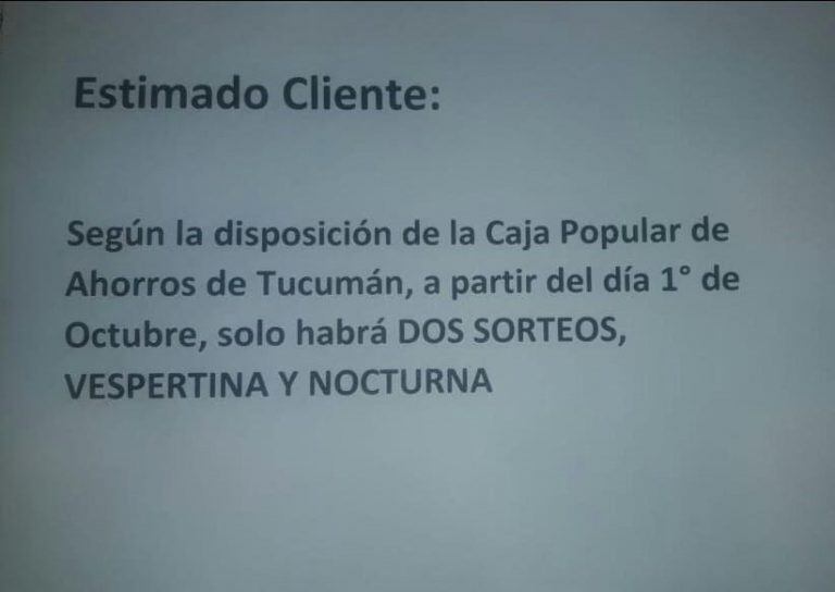 Anuncio en las agencias de quiniela.