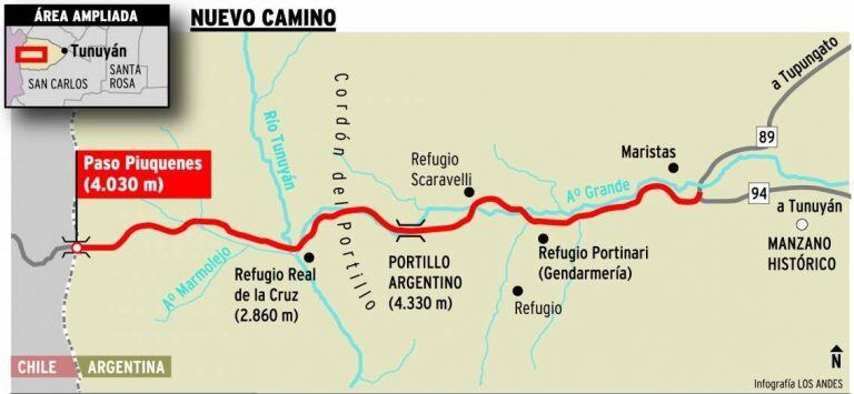 Ubicación geográfica del Paso Portillo de Piuquenes.