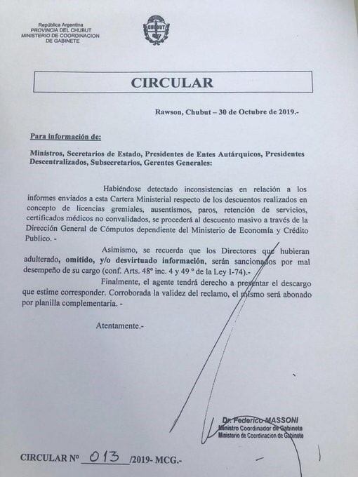 Comunicado oficial.