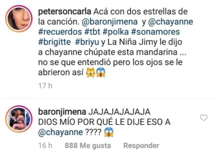 Carla Peterson mandó al frente a Jimena Barón y ella le respondió horrorizada.