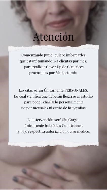 El mensaje que impactó en pacientes que han quedado con cicatrices luego de luchar contra el cáncer. Le piden tatuajes que mitiguen el impacto de las cicatrices en sus mamas. (Facebook)