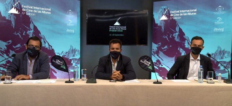 Medina Zar, Posadas y Córdoba, durante la presentación de la 6ta. edición del Festival Internacional de Cine de las Alturas.