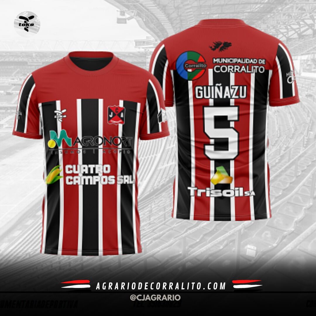 La camiseta de Agrario con la "5" del "Cholo" Guiñazú ya se puede comprar. (Prensa Agrario).