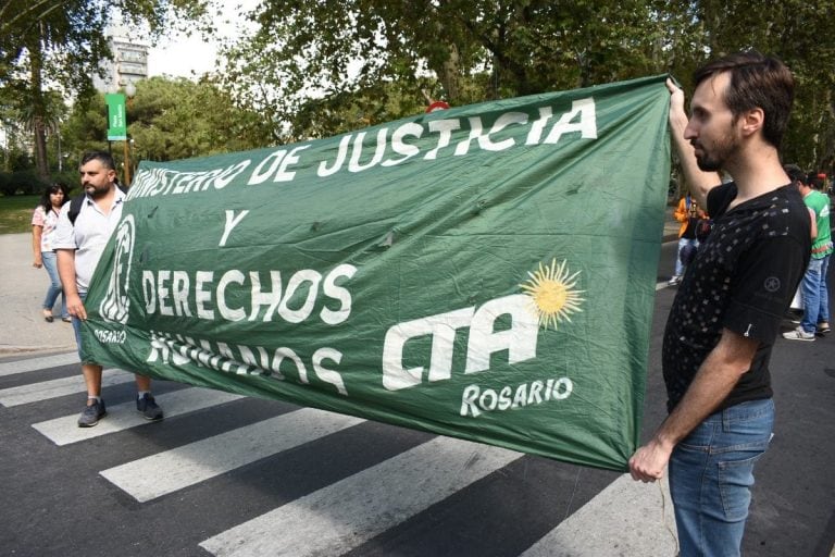 Manifestación de ATE en la plaza San Martín.