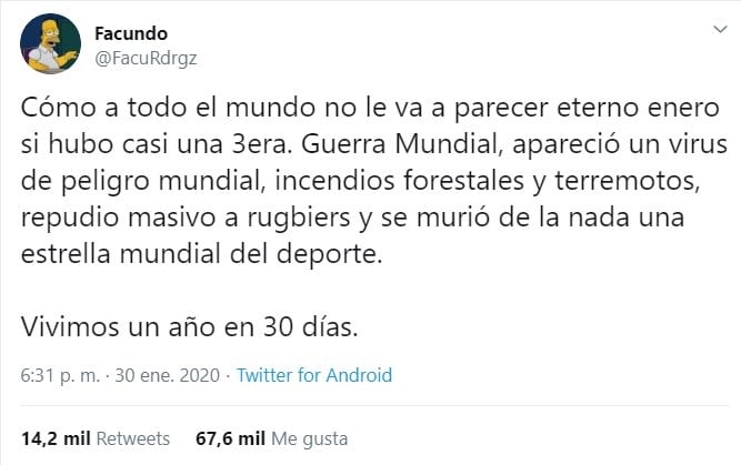 El tuit sobre la 'extensión' de enero, que explotó la creatividad de Twitter. (Twitter)