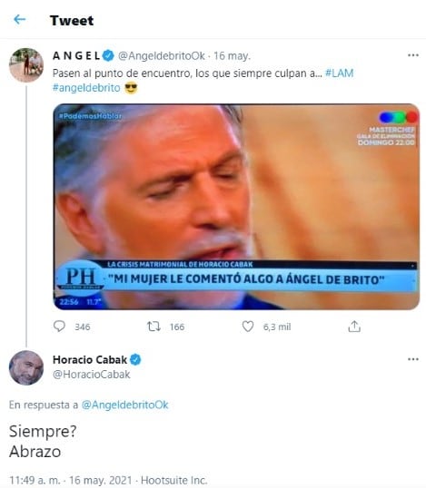 El mensaje que compartió Ángel de Brito en la red social.