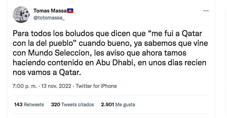 La respuesta de Tomás Massa.