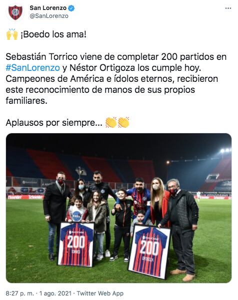 Néstor Ortigoza y Sebastián Torrico cumplieron 200 partidos en San Lorenzo.