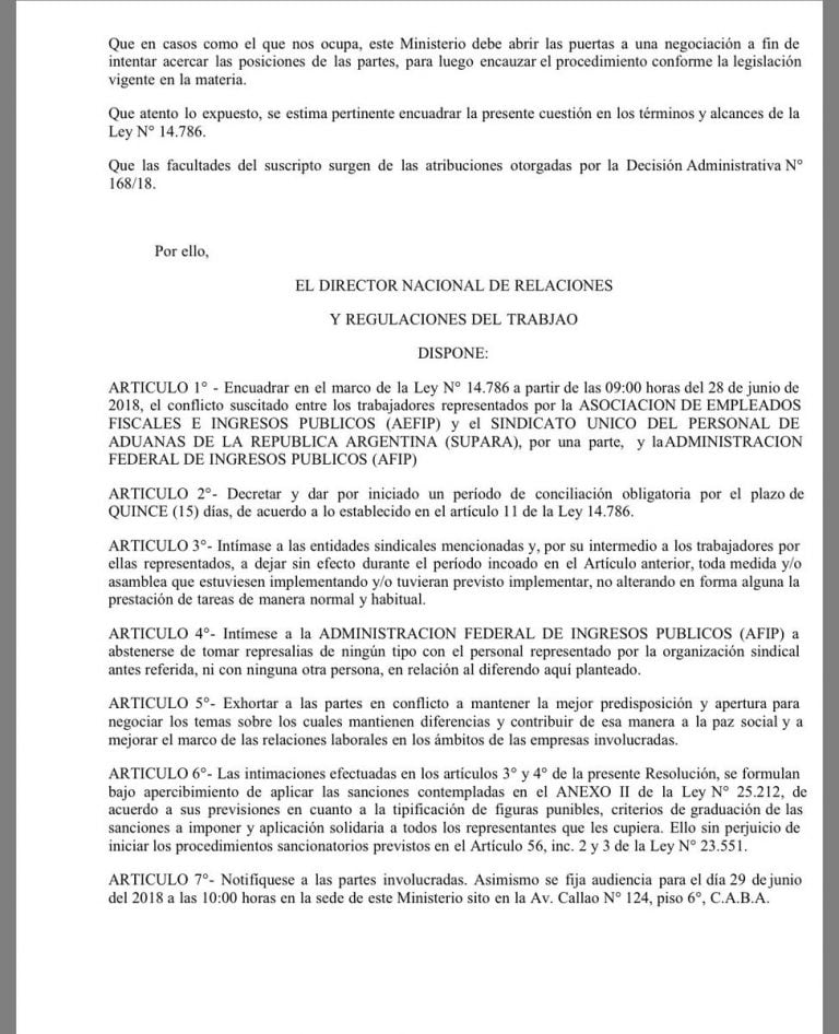 Dictaron conciliación obligatoria y se levantó el paro de Aduanas