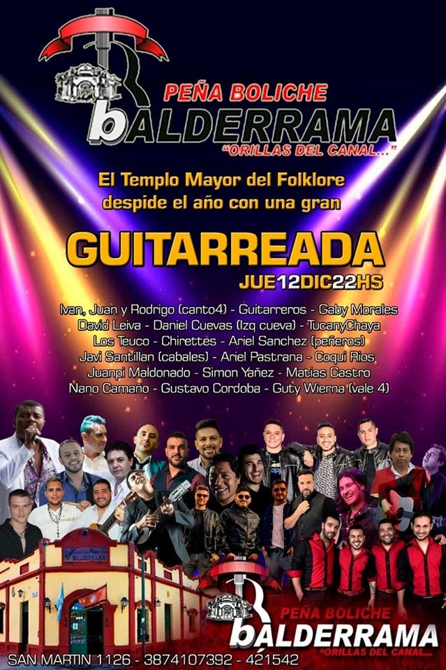 Guitarreada entre amigos para despedir el año (Facebook Boliche Balderrama)