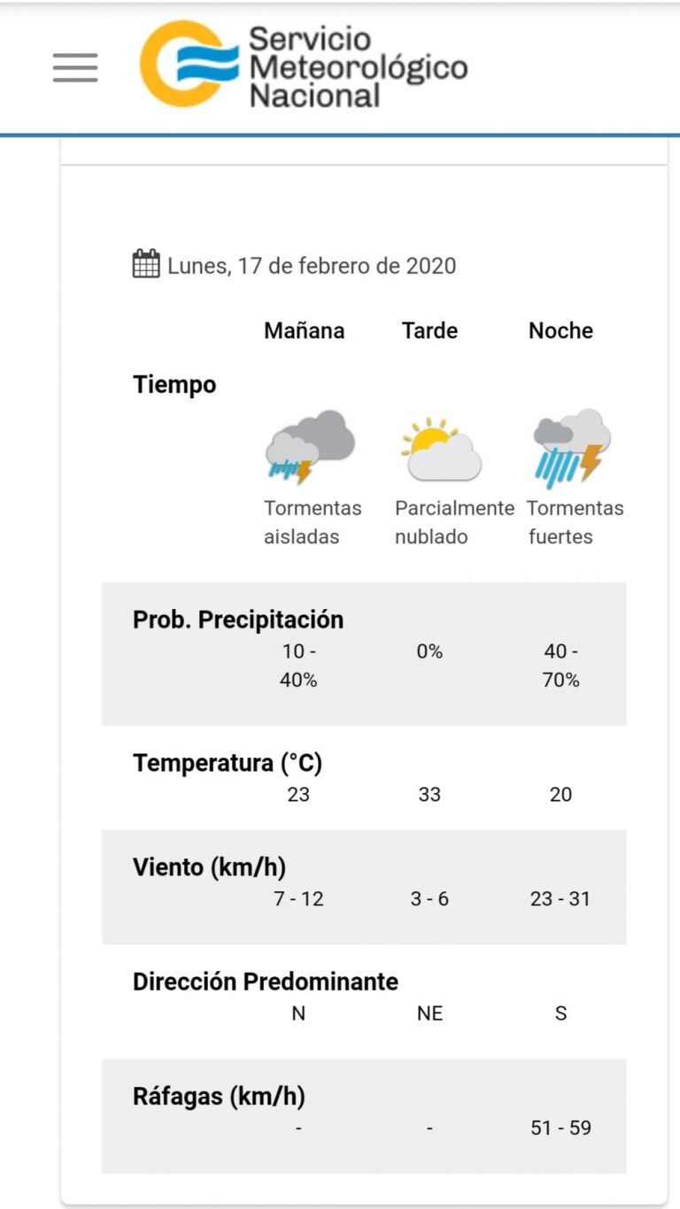 Pronóstico del tiempo para este lunes 17 en Carlos Paz.