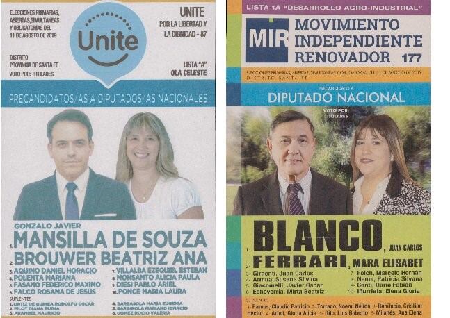 Se conocieron las boletas de los candidatos santafesinos a las internas legislativas