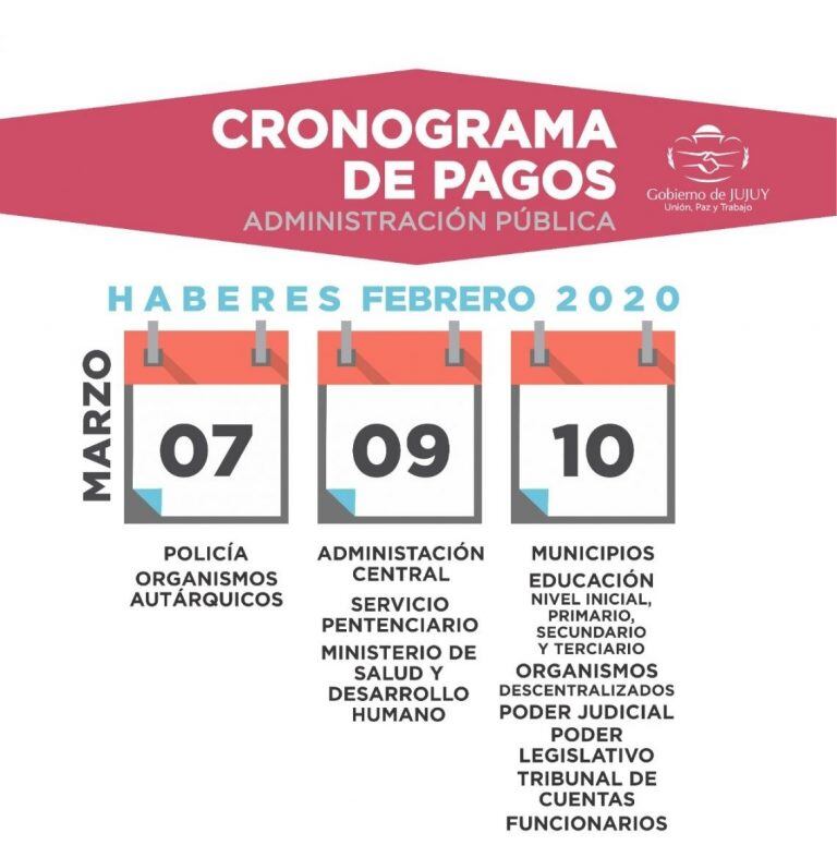 En tres turnos se pagará los sueldos de febrero 2020, en la administración pública provincial.