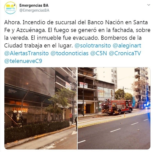 (Twitter: @EmergenciasBA)