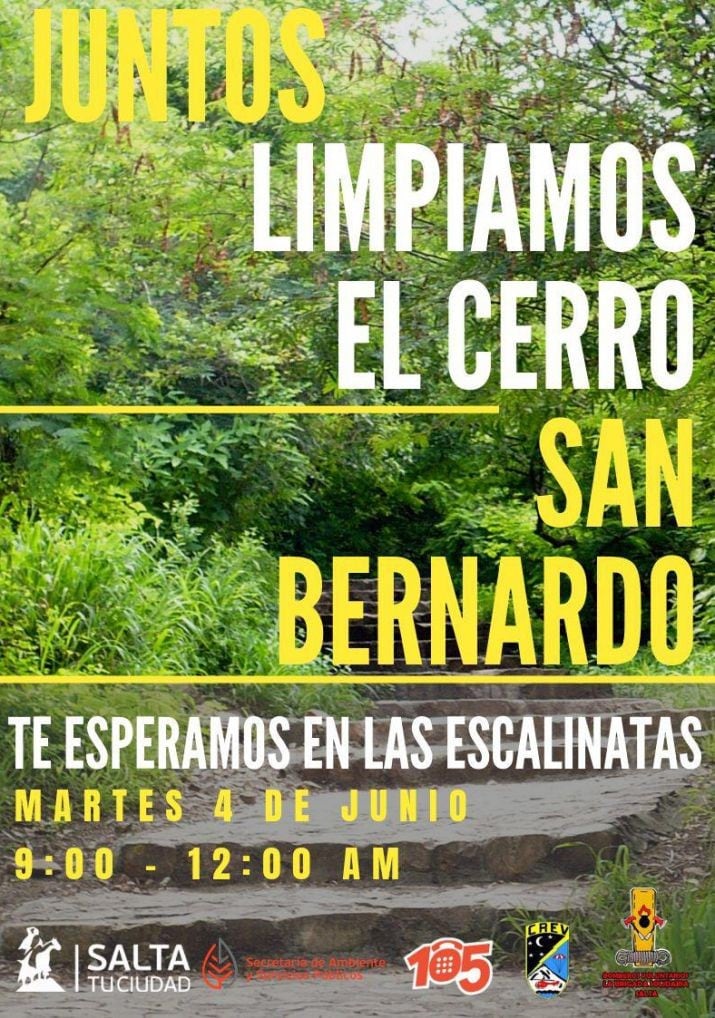 Voluntarios para limpiar el cerro San Bernardo, Salta. (Web)