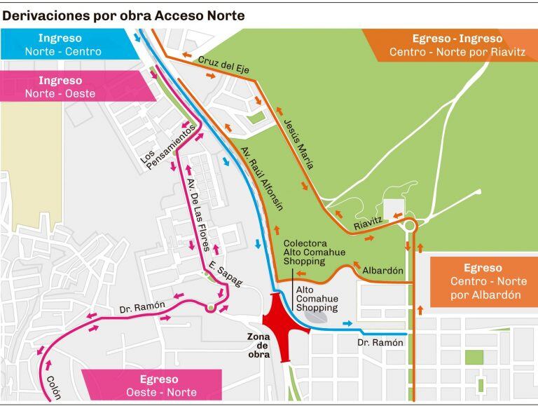 Desviaciones por obra Acceso Norte.