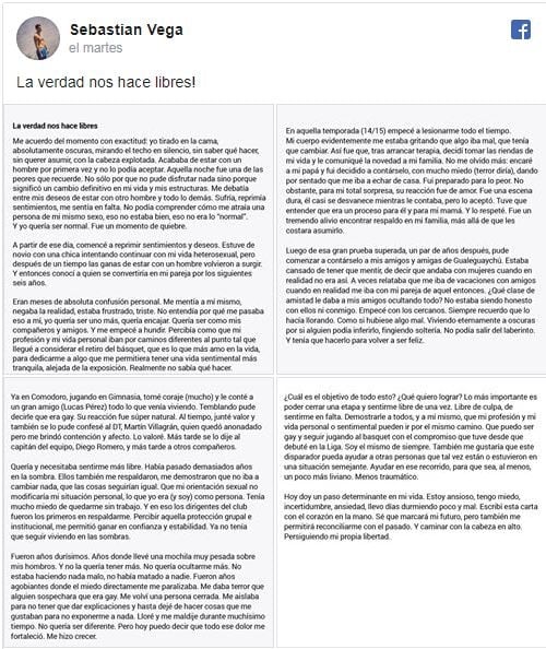 Carta de Sebastián Vega