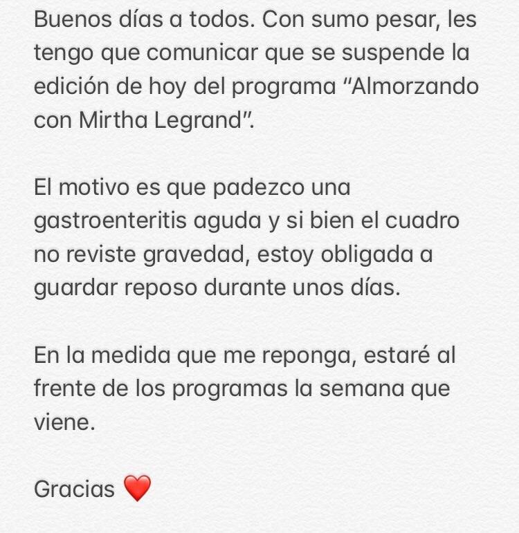 El mensaje de Mirtha