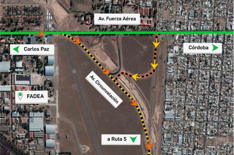 Redireccionamiento en avenida Fuerza Aérea.