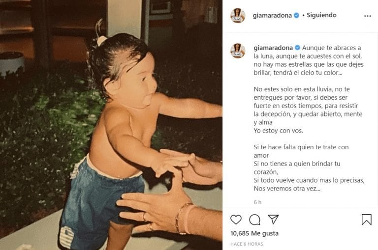 "No te entregues, por favor", el emotivo mensaje de Gianinna para Diego.