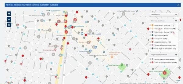 Mapa  de delito que intentará implementar el Gobierno