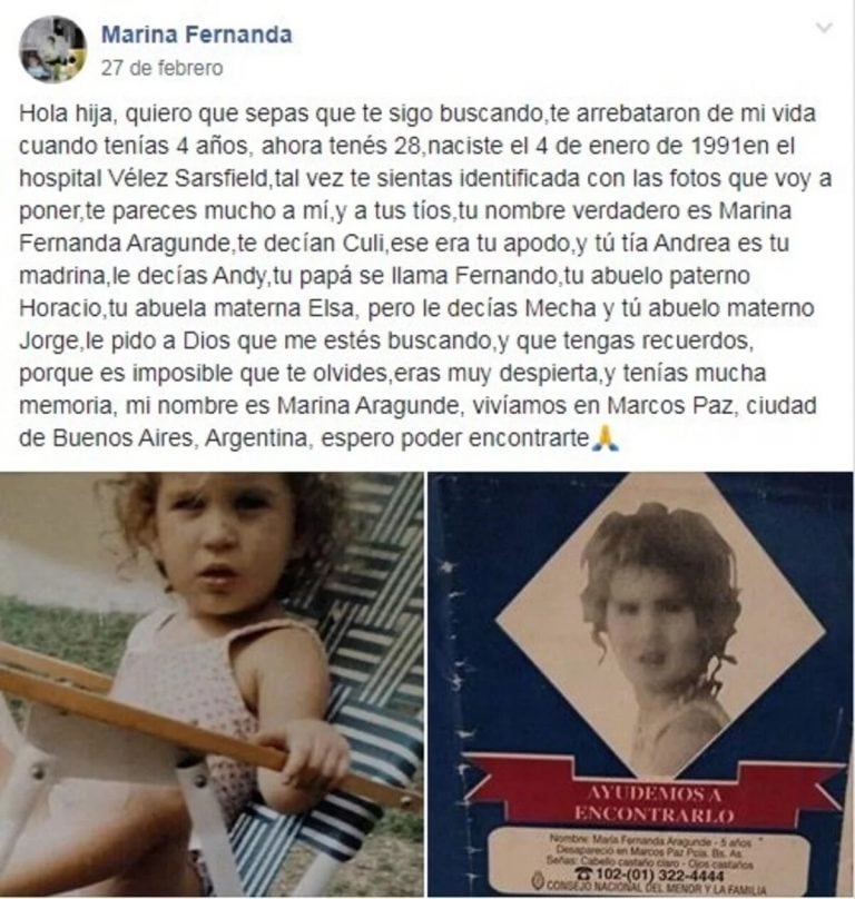 La buscaba y, después de 24 años, encontró a su hija. (Facebook)