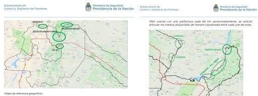 Captura de pantalla realizada el 23 de octubre de 2019 del mapa publicado por el Ministerio de Seguridad de la Nación sobre las zonas del operativo durante las PASO.