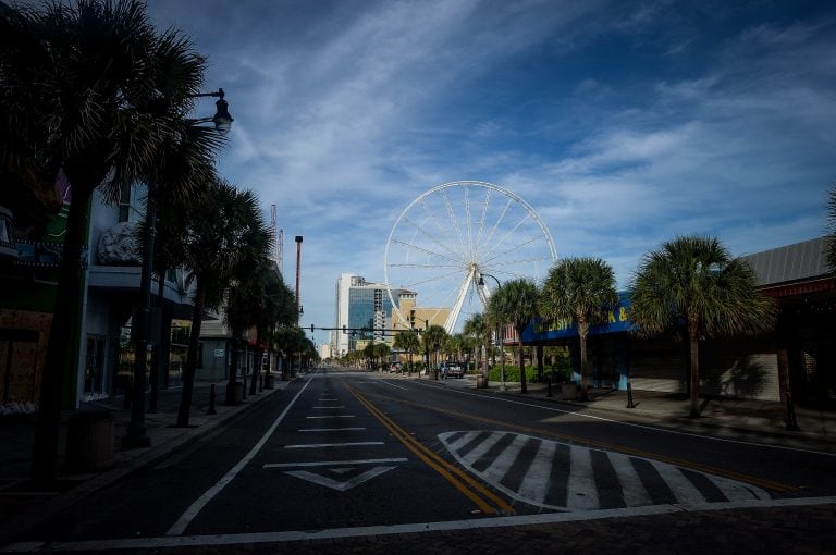 Las calles desiertas en Carolina del Sur por el huracán Florence. Foto: BLOOMBERG.