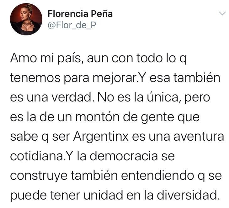 Tuit de Florencia Peña