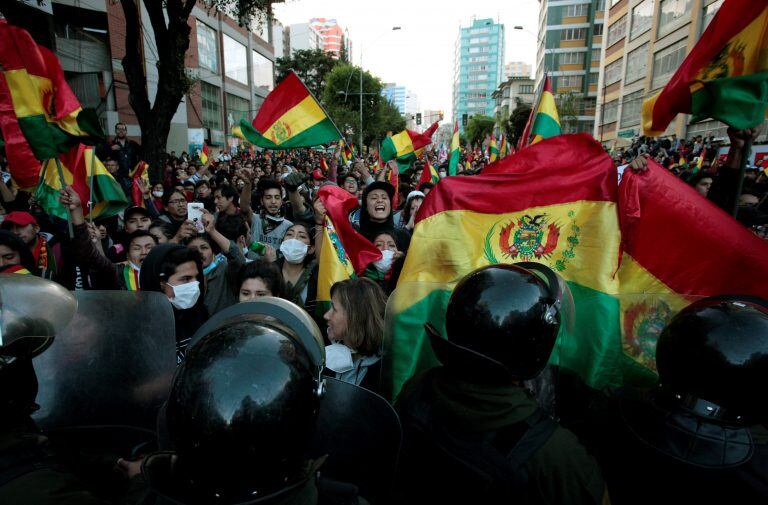 Manifestaciones en La Paz, Bolivia, el 22 de octubre. Crédito: REUTERS/Manuel Claure.