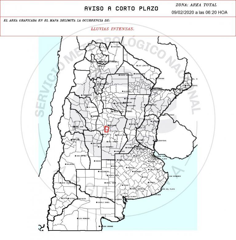 Zona de cobertura en donde rige el ACP del Servicio Meteorológico Nacional.